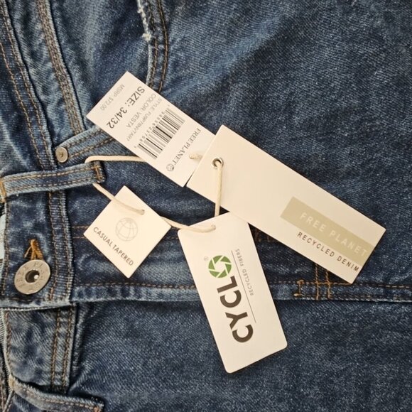 Free Planet Men's Jeans 34x32 Casual Tapered Stretch Sustainable Denim Pants NWT - Picture 8 of 14